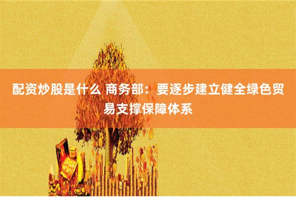 配资炒股是什么 商务部：要逐步建立健全绿色贸易支撑保障体系